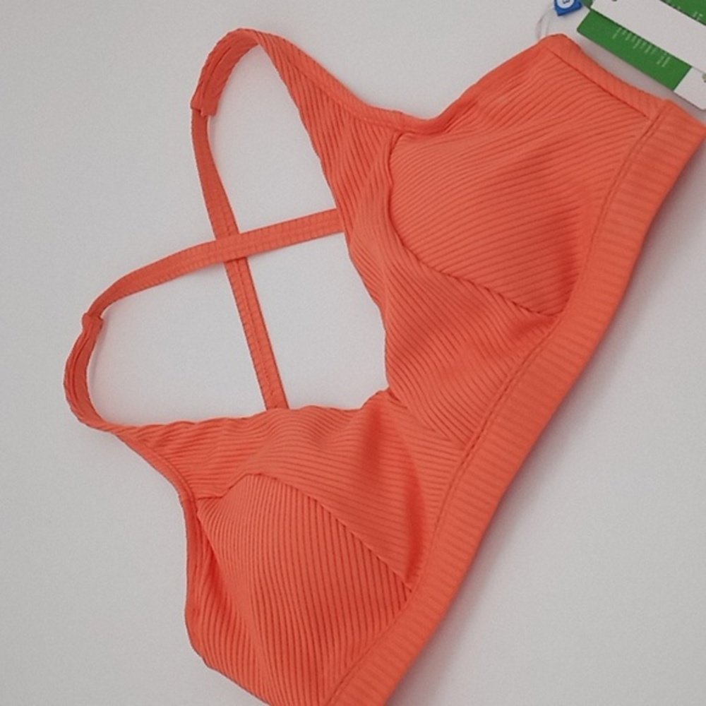 BLEU Rod Beattie Walk the Line Over the Shoulder Bikini Swim Top Coral 36D